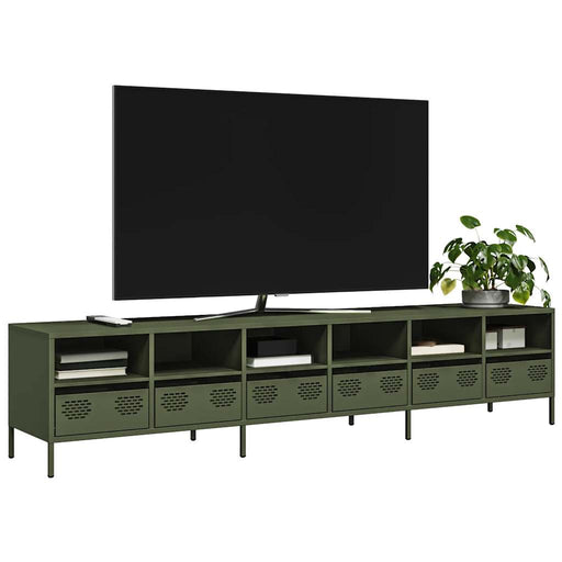 Dulap TV, verde măsliniu, 202x39x43,5 cm, oțel laminat la rece - WALTI WALTI