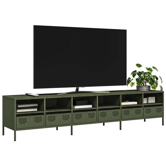 Dulap TV, verde măsliniu, 202x39x43,5 cm, oțel laminat la rece - WALTI WALTI