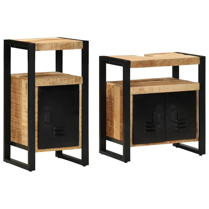 Set de mobilier pentru baie 2 pcs Maro Lemn de mango brut - WALTI WALTI