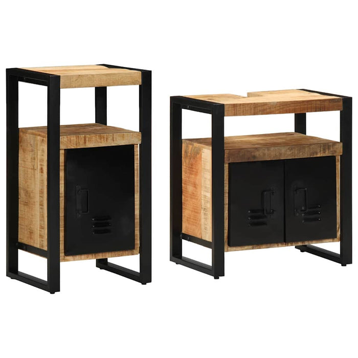 Set de mobilier pentru baie 2 pcs Maro Lemn de mango brut - WALTI WALTI