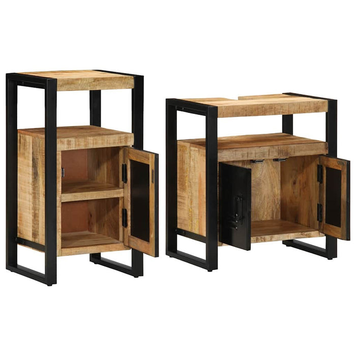 Set de mobilier pentru baie 2 pcs Maro Lemn de mango brut - WALTI WALTI