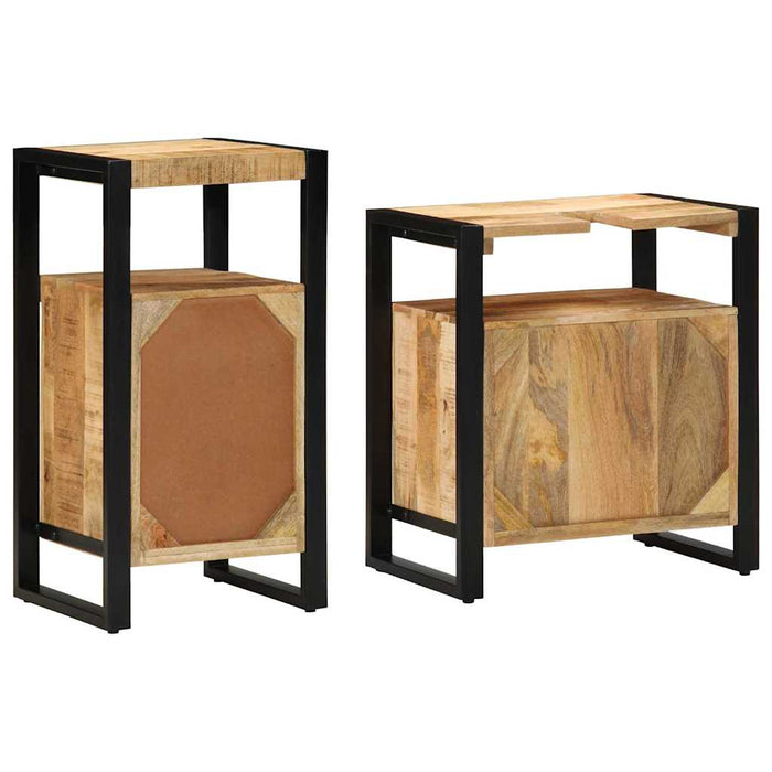Set de mobilier pentru baie 2 pcs Maro Lemn de mango brut - WALTI WALTI