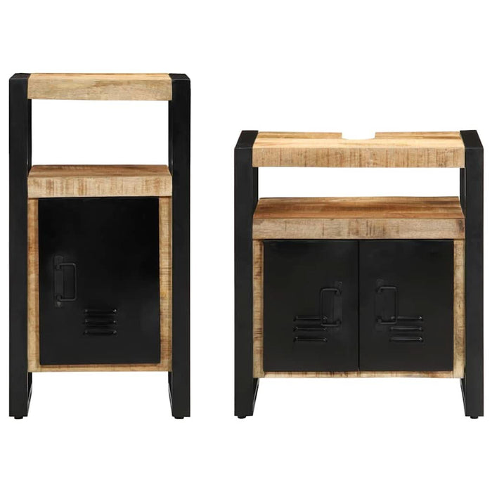 Set de mobilier pentru baie 2 pcs Maro Lemn de mango brut - WALTI WALTI