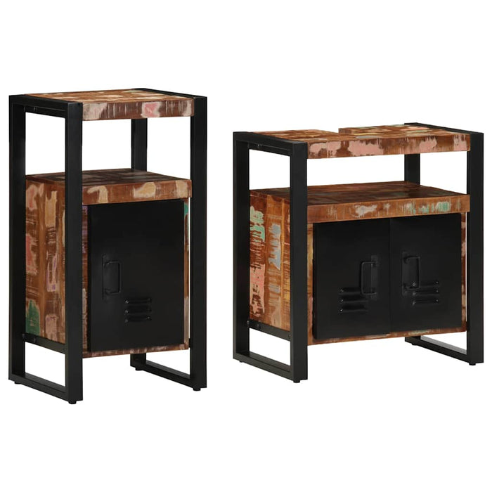 Set de mobilier pentru baie 2 pcs Maro Lemn masiv reciclat - WALTI WALTI