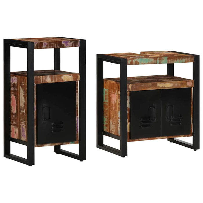 Set de mobilier pentru baie 2 pcs Maro Lemn masiv reciclat - WALTI WALTI