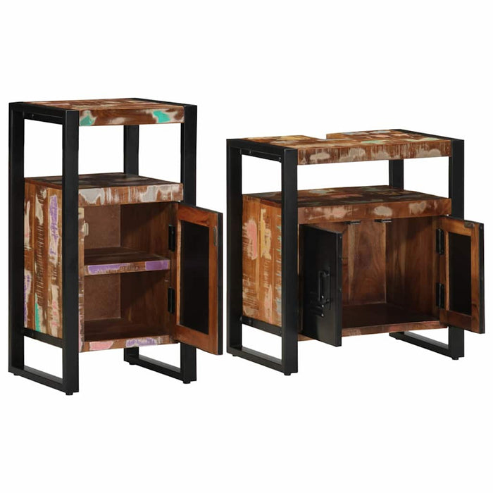 Set de mobilier pentru baie 2 pcs Maro Lemn masiv reciclat - WALTI WALTI