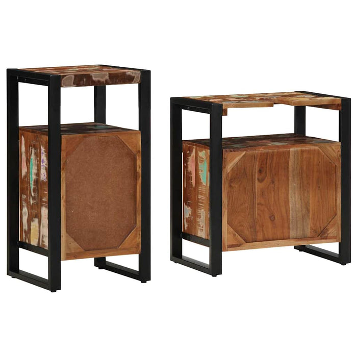 Set de mobilier pentru baie 2 pcs Maro Lemn masiv reciclat - WALTI WALTI
