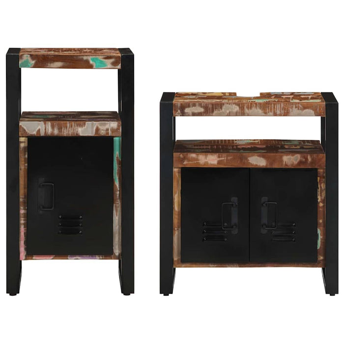 Set de mobilier pentru baie 2 pcs Maro Lemn masiv reciclat - WALTI WALTI