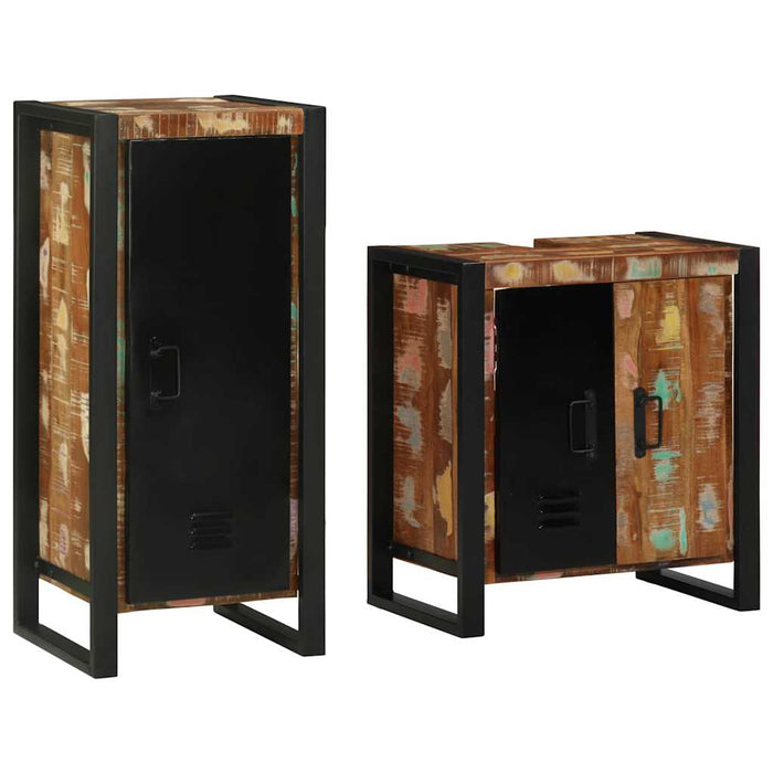 Set de mobilier pentru baie cu raft cu ușă Lemn masiv reciclat - WALTI WALTI