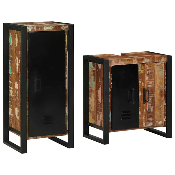 Set de mobilier pentru baie cu raft cu ușă Lemn masiv reciclat - WALTI WALTI