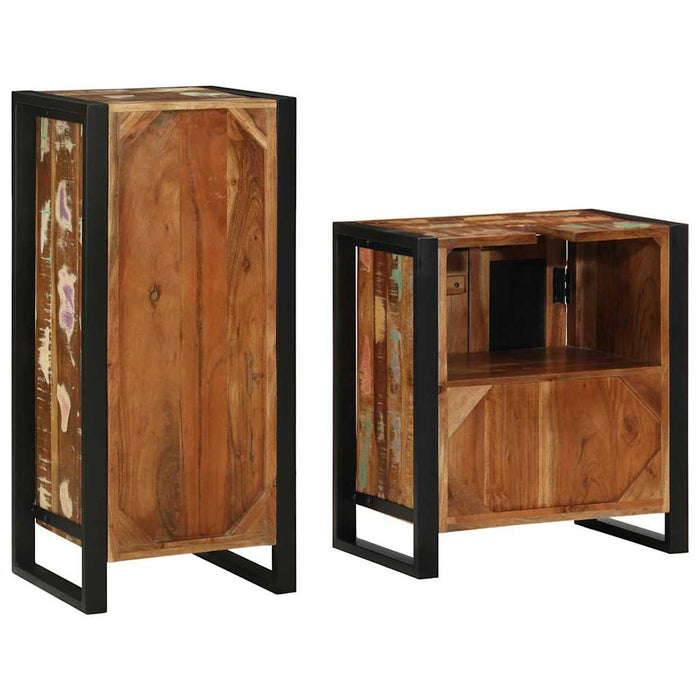 Set de mobilier pentru baie cu raft cu ușă Lemn masiv reciclat - WALTI WALTI