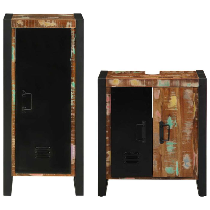 Set de mobilier pentru baie cu raft cu ușă Lemn masiv reciclat - WALTI WALTI