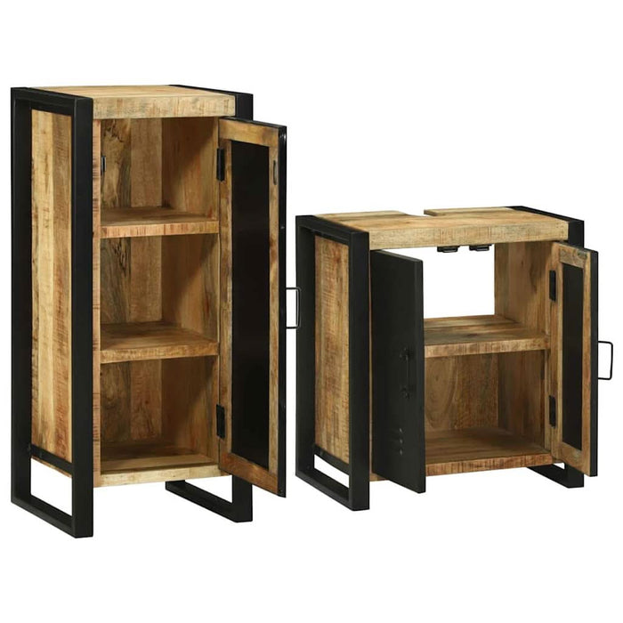 Set de mobilier pentru baie 2 pcs Maro Lemn de mango solid - WALTI WALTI