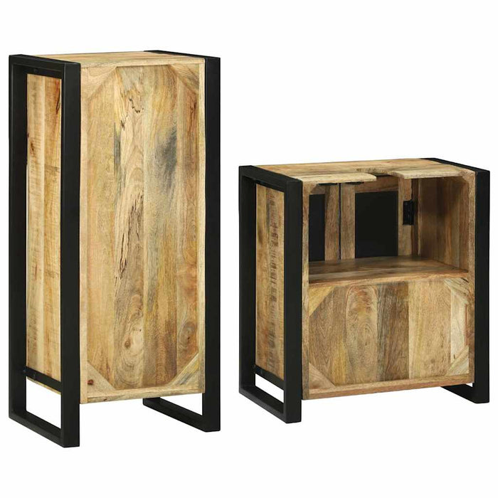 Set de mobilier pentru baie 2 pcs Maro Lemn de mango solid - WALTI WALTI