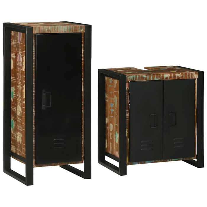 Set de mobilier pentru baie cu ușă 2 pcs Lemn recuperat solid - WALTI WALTI