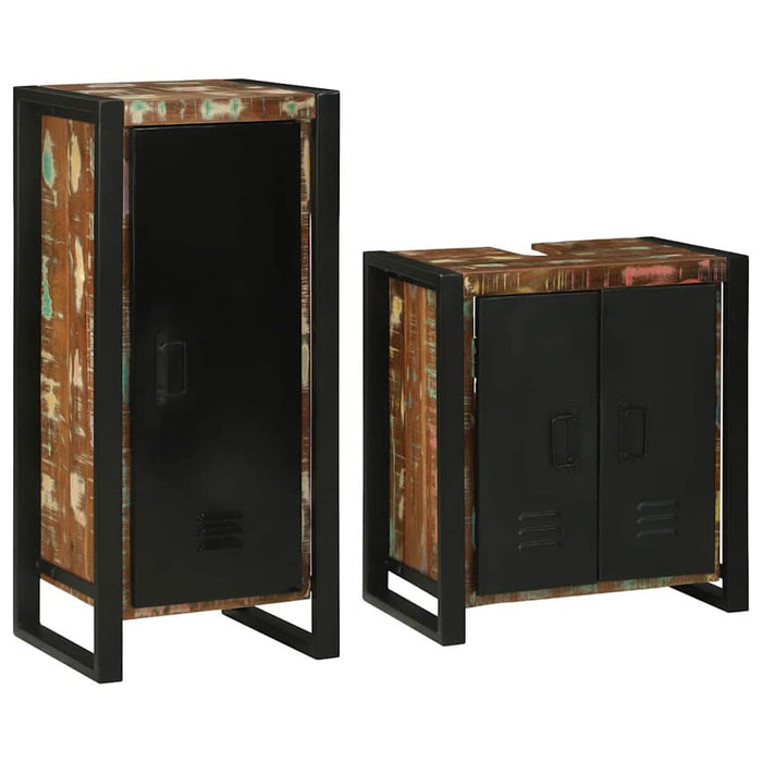 Set de mobilier pentru baie cu ușă 2 pcs Lemn recuperat solid - WALTI WALTI