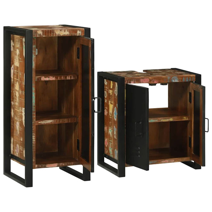 Set de mobilier pentru baie cu ușă 2 pcs Lemn recuperat solid - WALTI WALTI