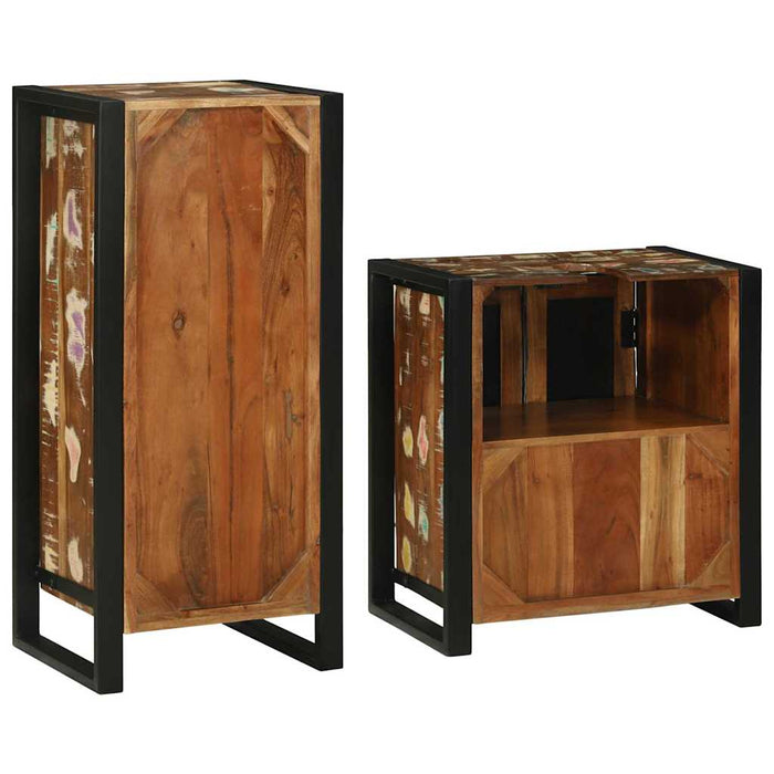 Set de mobilier pentru baie cu ușă 2 pcs Lemn recuperat solid - WALTI WALTI