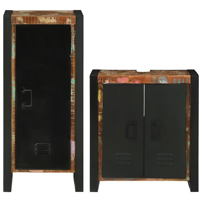 Set de mobilier pentru baie cu ușă 2 pcs Lemn recuperat solid - WALTI WALTI