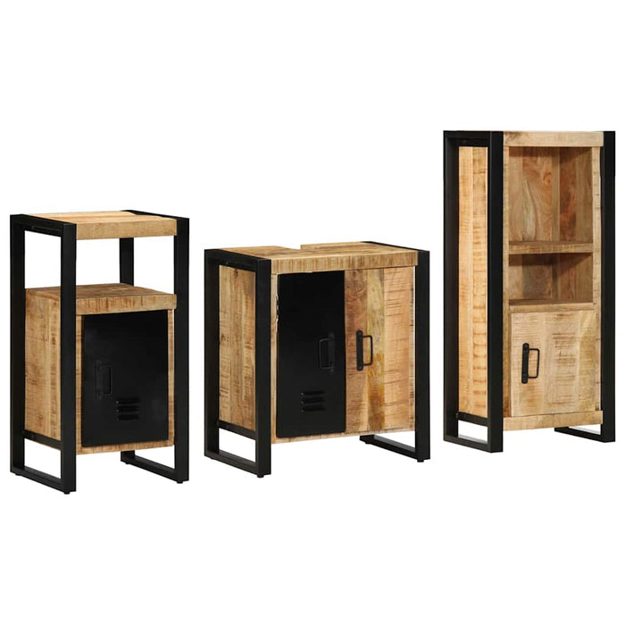 Set de mobilier pentru baie 3 buc. Maro și negru WALTI