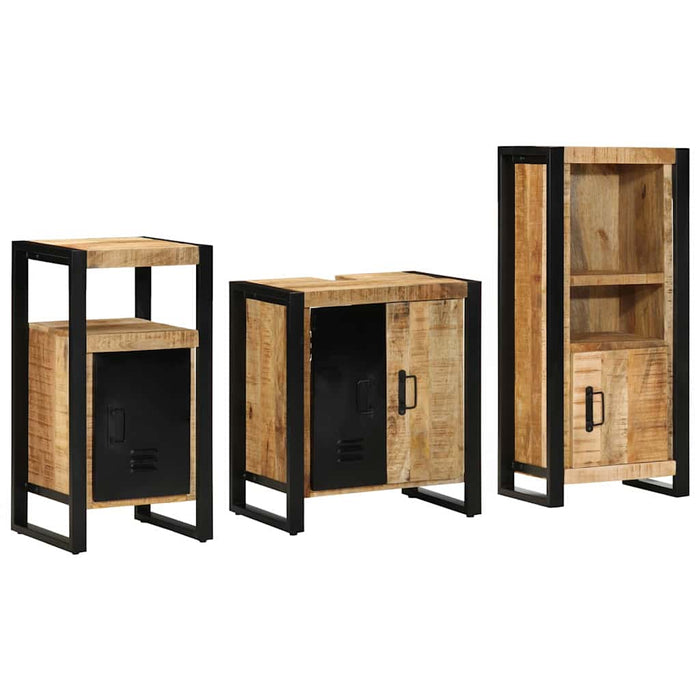 Set de mobilier pentru baie 3 buc. Maro și negru WALTI