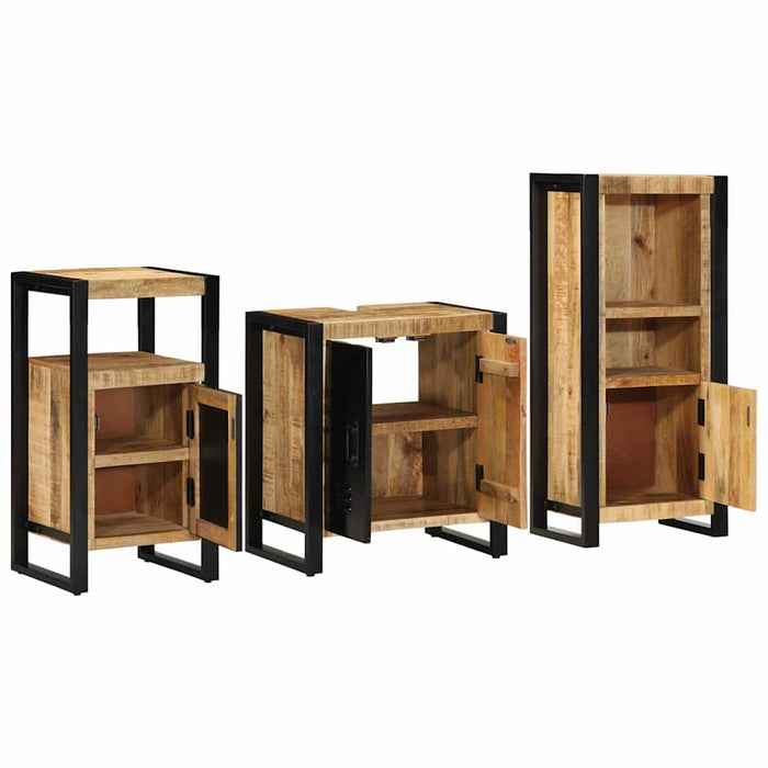 Set de mobilier pentru baie 3 buc. Maro și negru WALTI