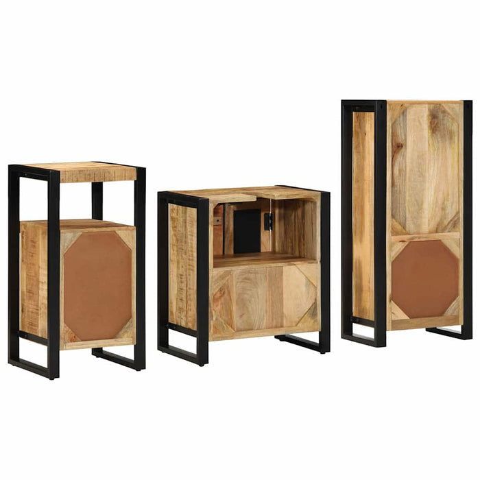 Set de mobilier pentru baie 3 buc. Maro și negru WALTI