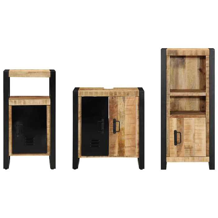 Set de mobilier pentru baie 3 buc. Maro și negru WALTI