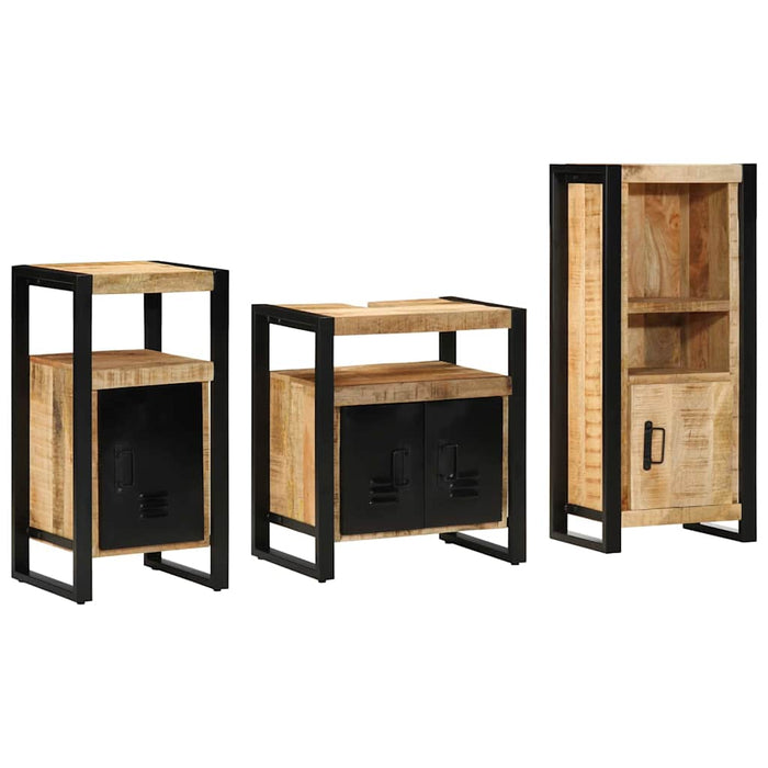Set de mobilier pentru baie 3 buc. Maro și negru WALTI
