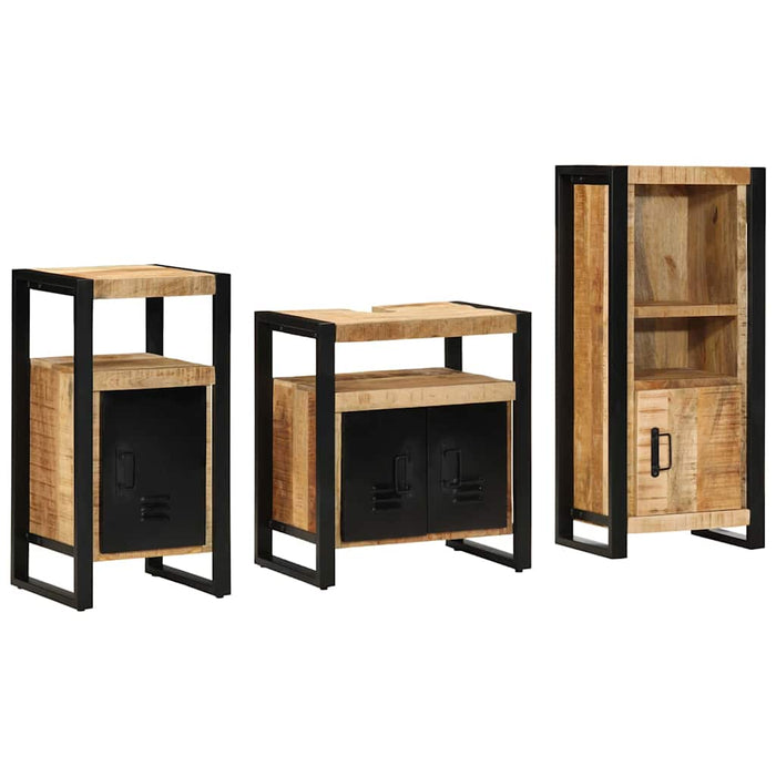 Set de mobilier pentru baie 3 buc. Maro și negru WALTI
