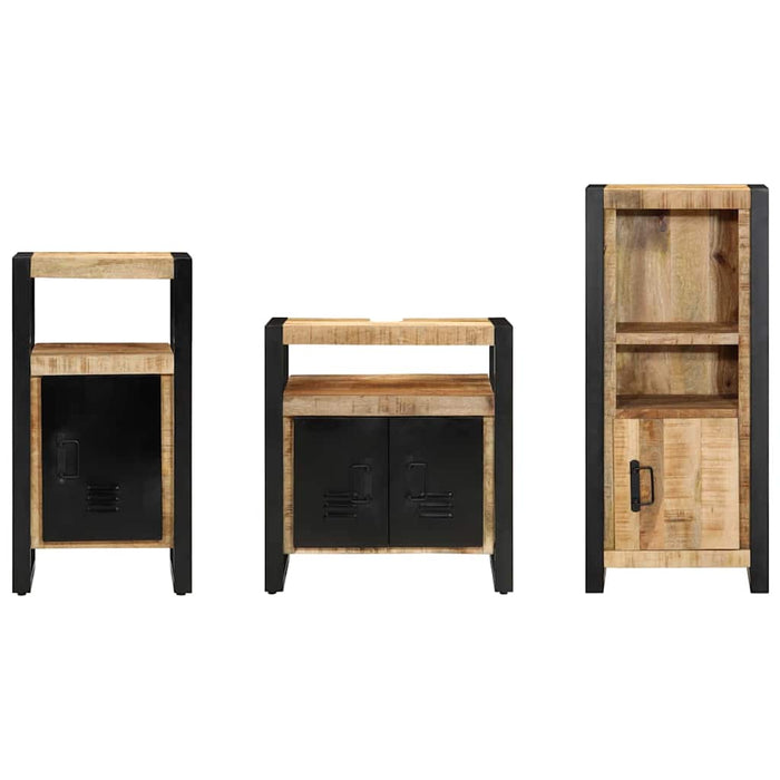 Set de mobilier pentru baie 3 buc. Maro și negru WALTI