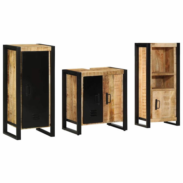 Set de mobilier pentru baie cu sertar 3 pcs Lemn de mango solid - WALTI WALTI