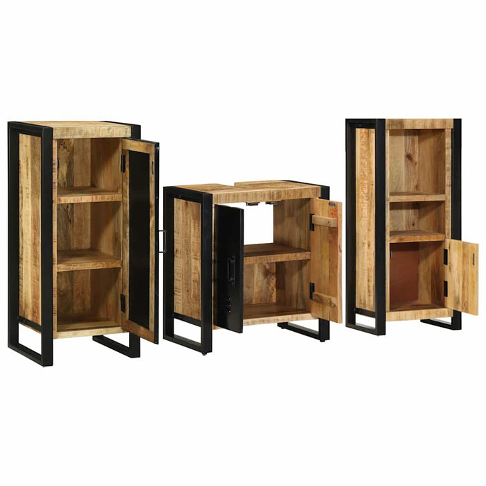 Set de mobilier pentru baie cu sertar 3 pcs Lemn de mango solid - WALTI WALTI