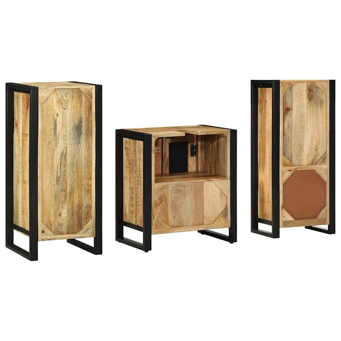 Set de mobilier pentru baie cu sertar 3 pcs Lemn de mango solid - WALTI WALTI