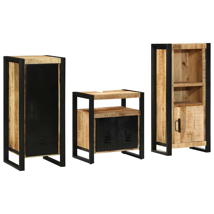 Set de mobilier pentru baie 3 buc. Maro și negru WALTI
