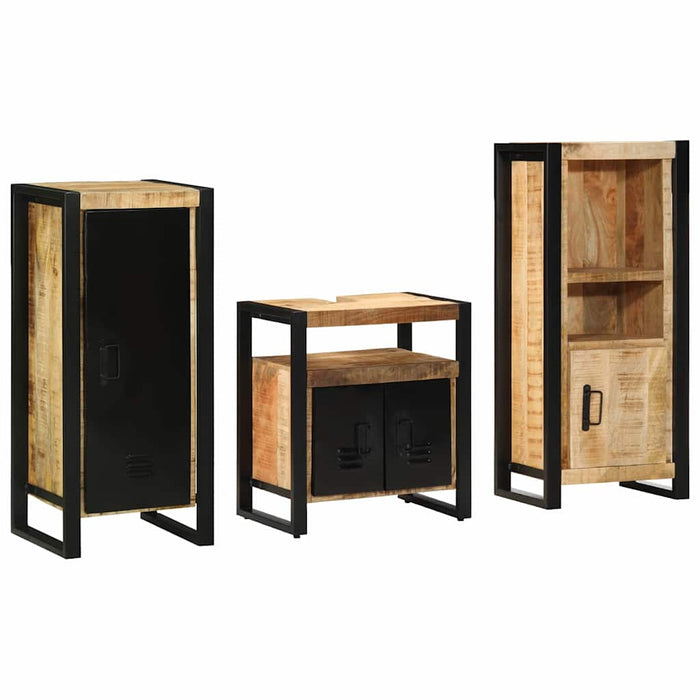 Set de mobilier pentru baie 3 buc. Maro și negru WALTI