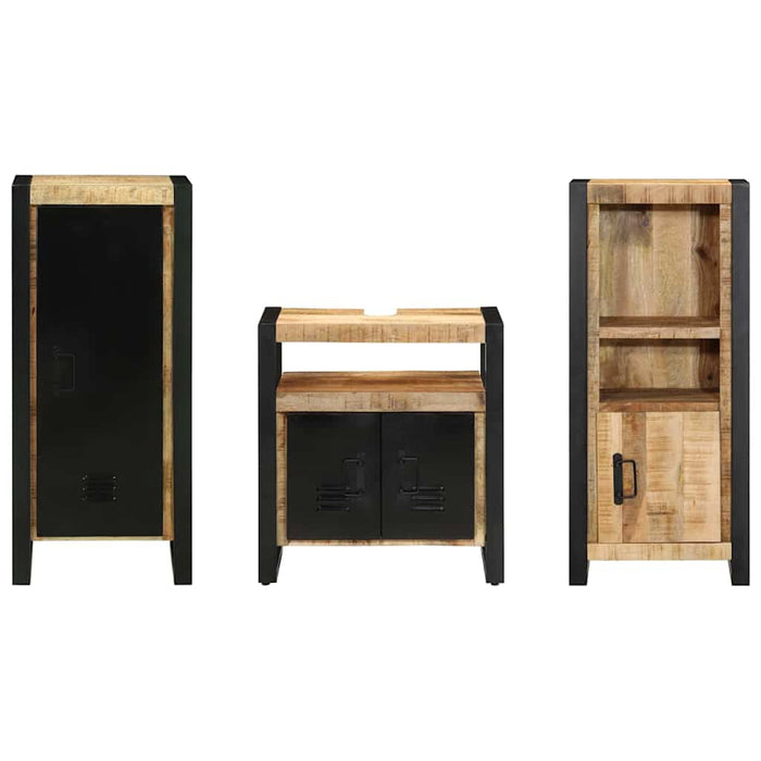 Set de mobilier pentru baie 3 buc. Maro și negru WALTI