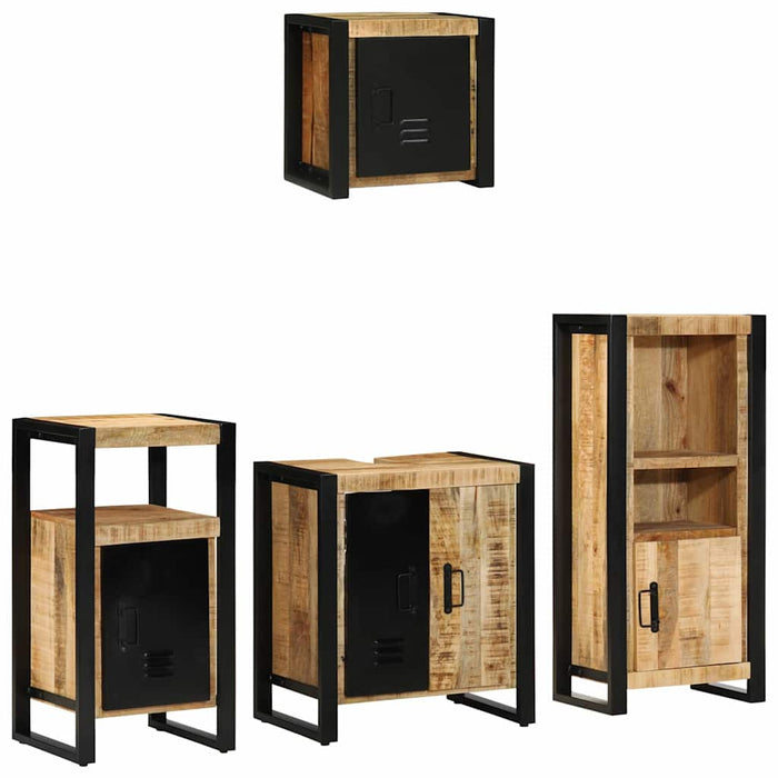 Set de mobilier pentru baie 4 buc. Maro și negru WALTI