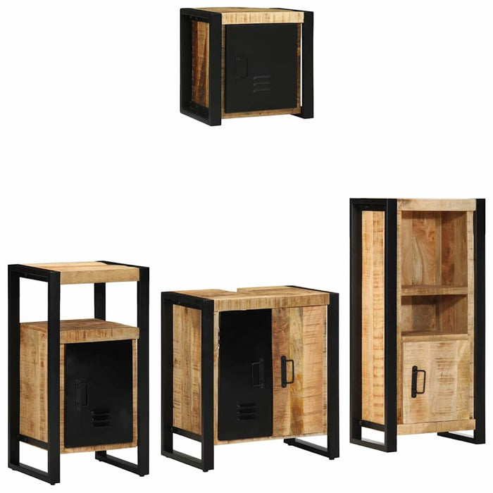 Set de mobilier pentru baie 4 buc. Maro și negru WALTI