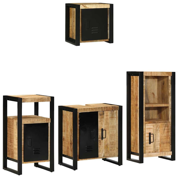 Set de mobilier pentru baie 4 buc. Maro și negru WALTI
