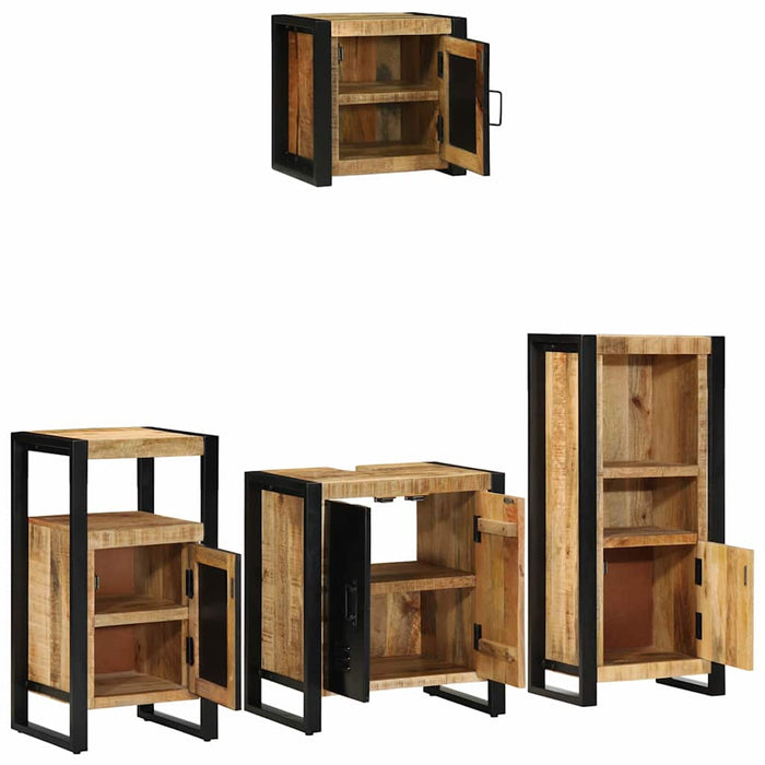 Set de mobilier pentru baie 4 buc. Maro și negru WALTI