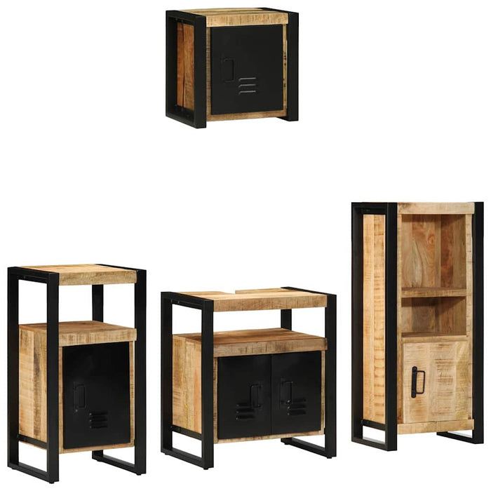 Set de mobilier pentru baie 4 buc. Maro și negru WALTI
