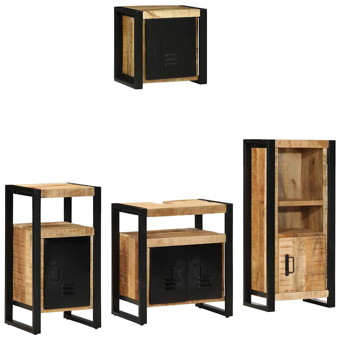 Set de mobilier pentru baie 4 buc. Maro și negru WALTI