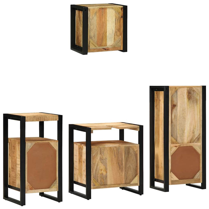 Set de mobilier pentru baie 4 buc. Maro și negru WALTI
