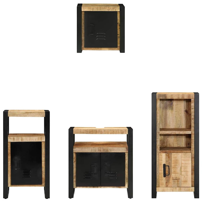 Set de mobilier pentru baie 4 buc. Maro și negru WALTI