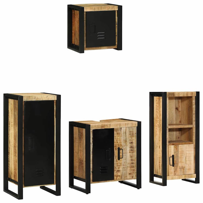 Set de mobilier pentru baie cu sertar 4 pcs Lemn de mango solid - WALTI WALTI