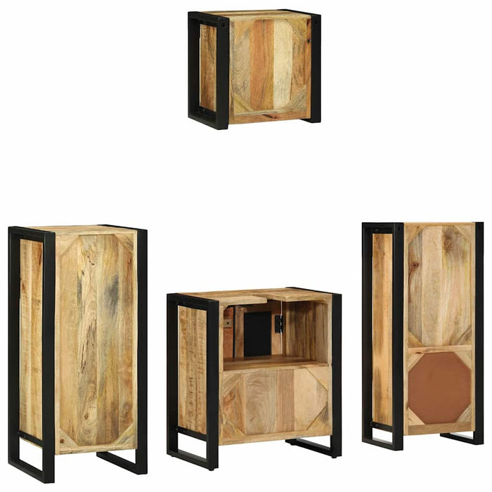 Set de mobilier pentru baie cu sertar 4 pcs Lemn de mango solid - WALTI WALTI