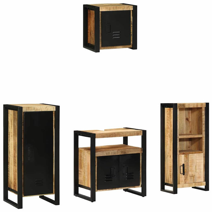 Set de mobilier pentru baie 4 buc. Maro și negru - WALTI WALTI
