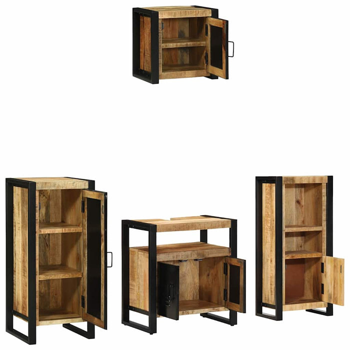 Set de mobilier pentru baie 4 buc. Maro și negru - WALTI WALTI