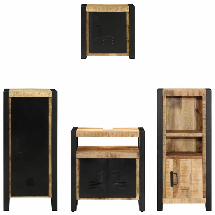 Set de mobilier pentru baie 4 buc. Maro și negru - WALTI WALTI